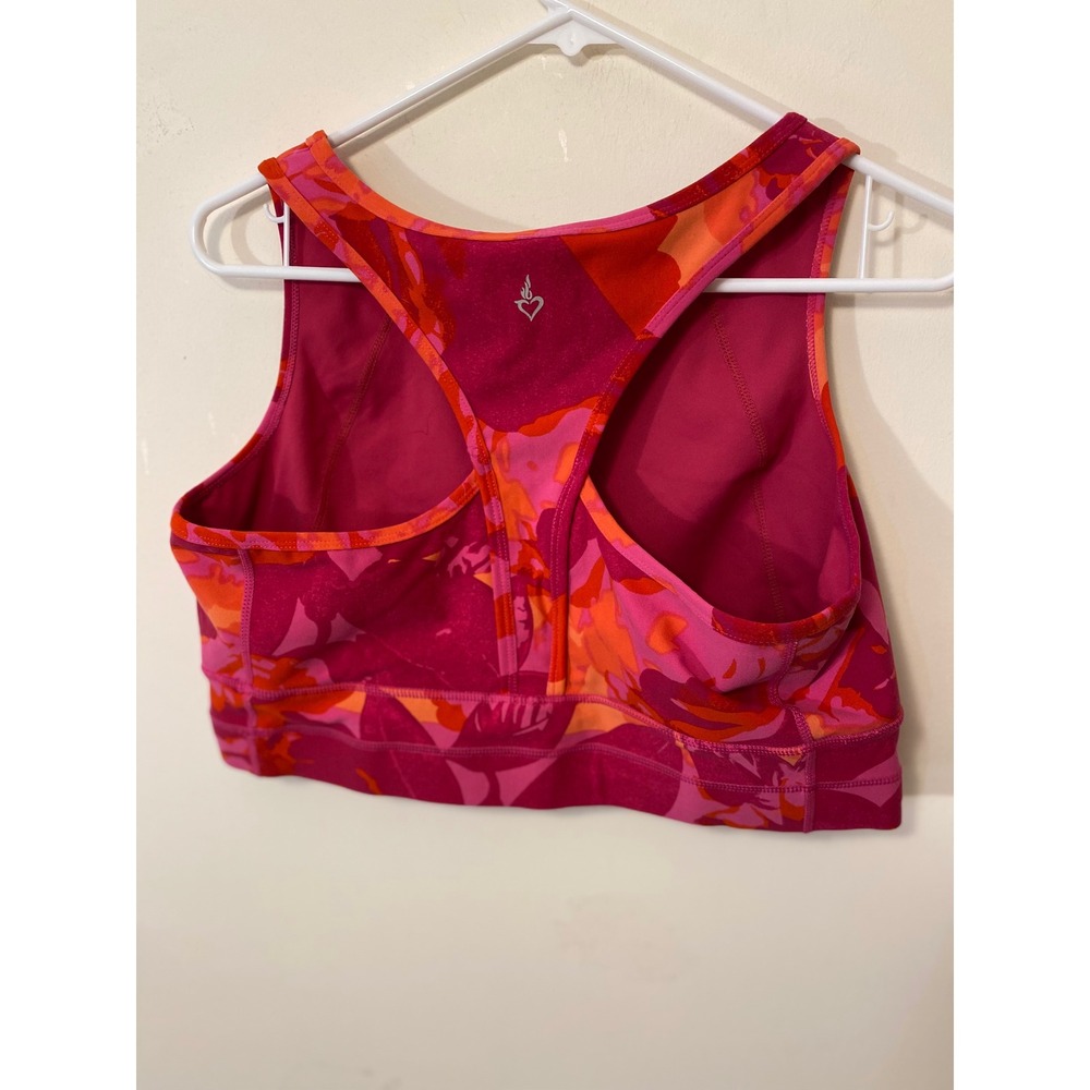 Torrid Active Sports Bra Size 1 Pink Orange Floral Racerback - Picture 3 of 10